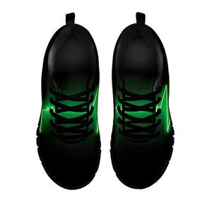 Green Heartbeat Print Black Running Shoes