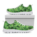Green Ivy Leaf Pattern Print White Running Shoes
