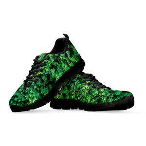 Green Ivy Wall Print Black Running Shoes