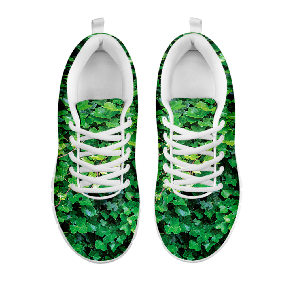Green Ivy Wall Print White Running Shoes
