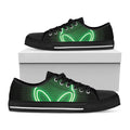 Green Light Alien Print Black Low Top Sneakers