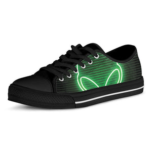 Green Light Alien Print Black Low Top Sneakers