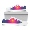 Green Light EDM Geometric Print White Low Top Sneakers