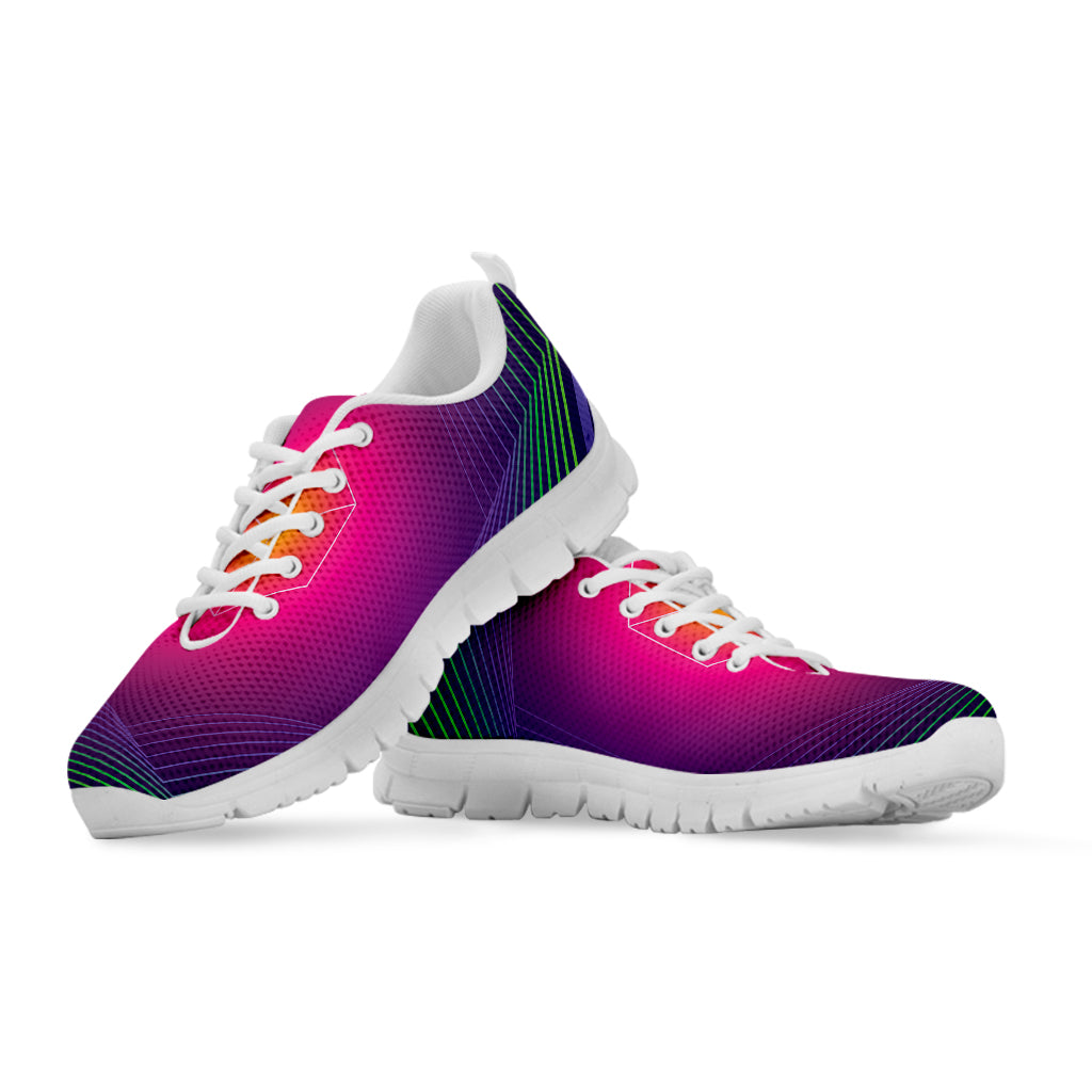 Green Light EDM Geometric Print White Running Shoes