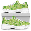 Green Lime Pattern Print White Chunky Shoes