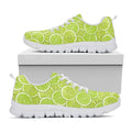 Green Lime Slices Pattern Print White Running Shoes