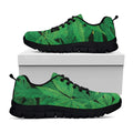 Green Marijuana Leaf Print Black Running Shoes