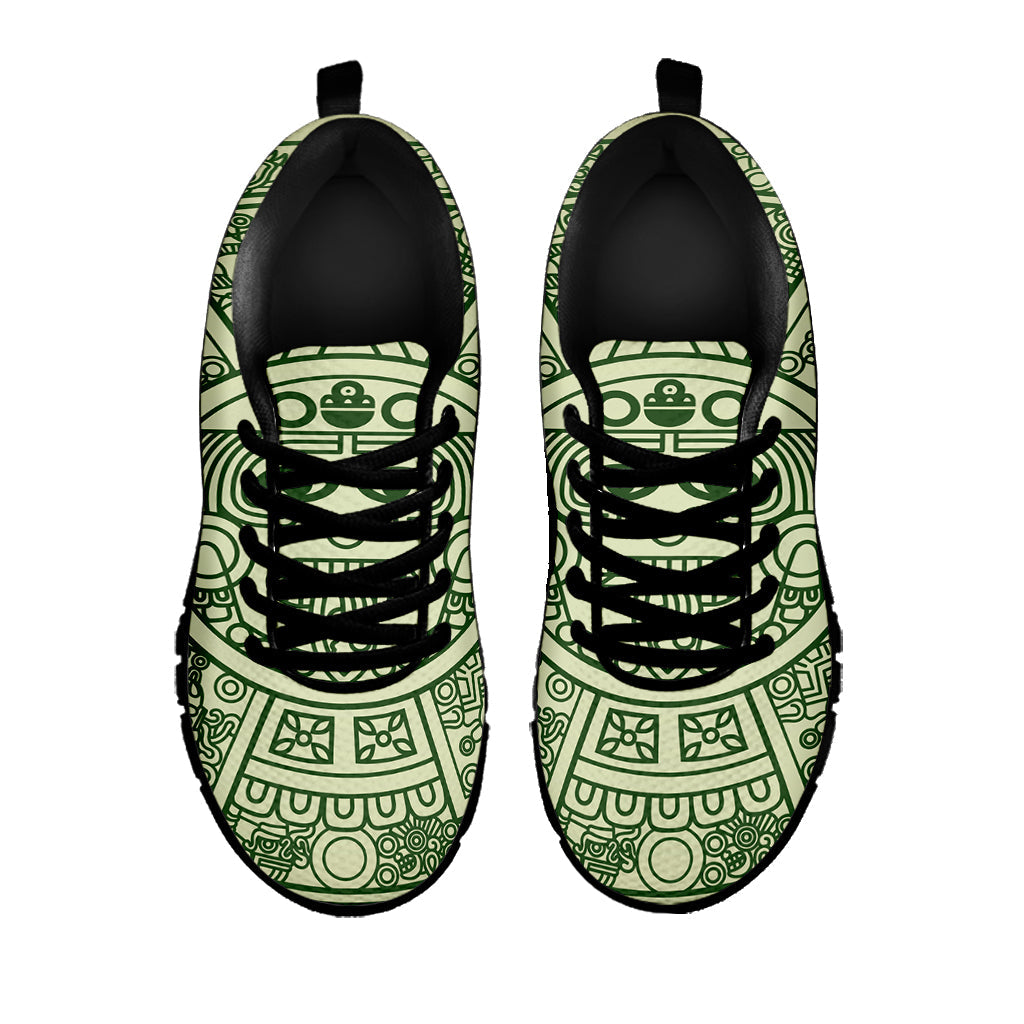 Green Maya Calendar Print Black Running Shoes