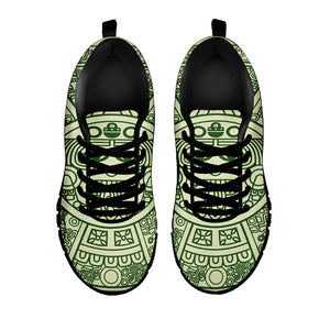 Green Maya Calendar Print Black Running Shoes