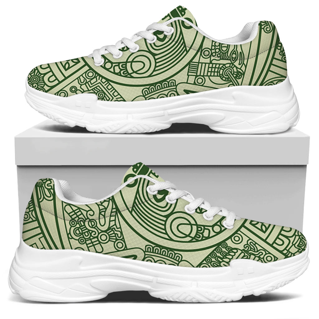 Green Maya Calendar Print White Chunky Shoes
