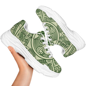 Green Maya Calendar Print White Chunky Shoes