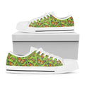 Green Monarch Butterfly Pattern Print White Low Top Sneakers