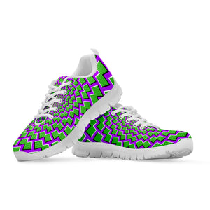 Green Shapes Moving Optical Illusion White Running Shoes