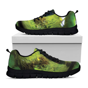 Green Snake Eye Print Black Running Shoes