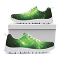 Green Sparkle Galaxy Print White Running Shoes