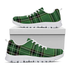Green Stewart Tartan Pattern Print White Running Shoes