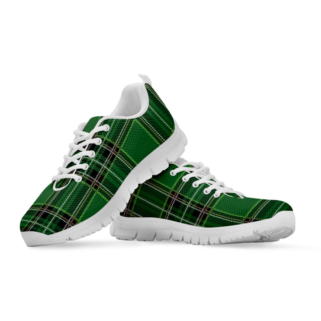 Green Stewart Tartan Pattern Print White Running Shoes