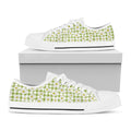 Green Tartan Daisy Pattern Print White Low Top Sneakers
