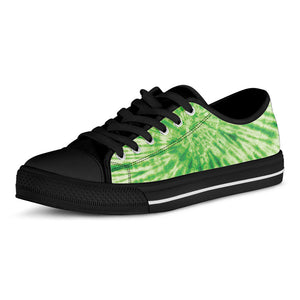 Green Tie Dye Print Black Low Top Sneakers