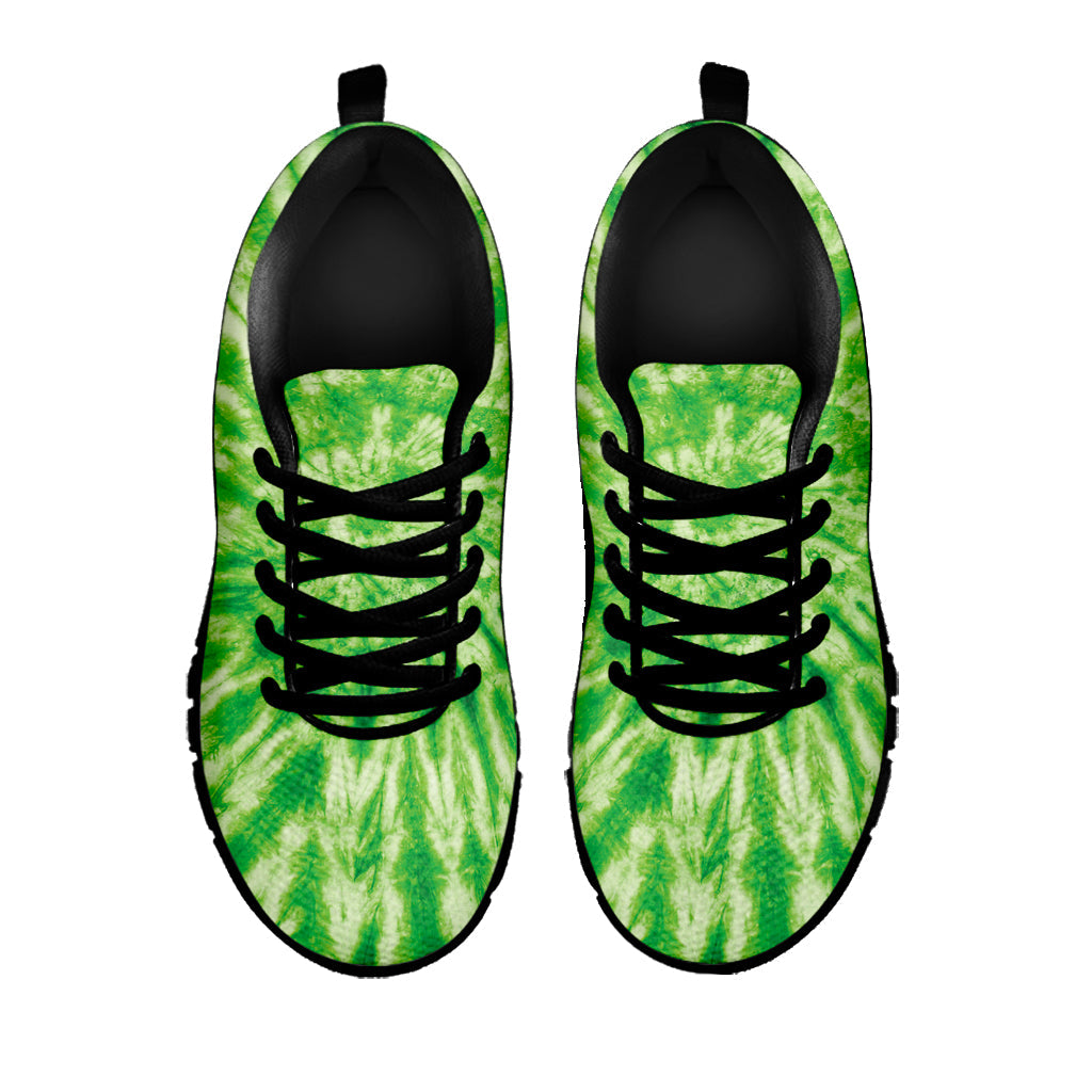 Green Tie Dye Print Black Running Shoes