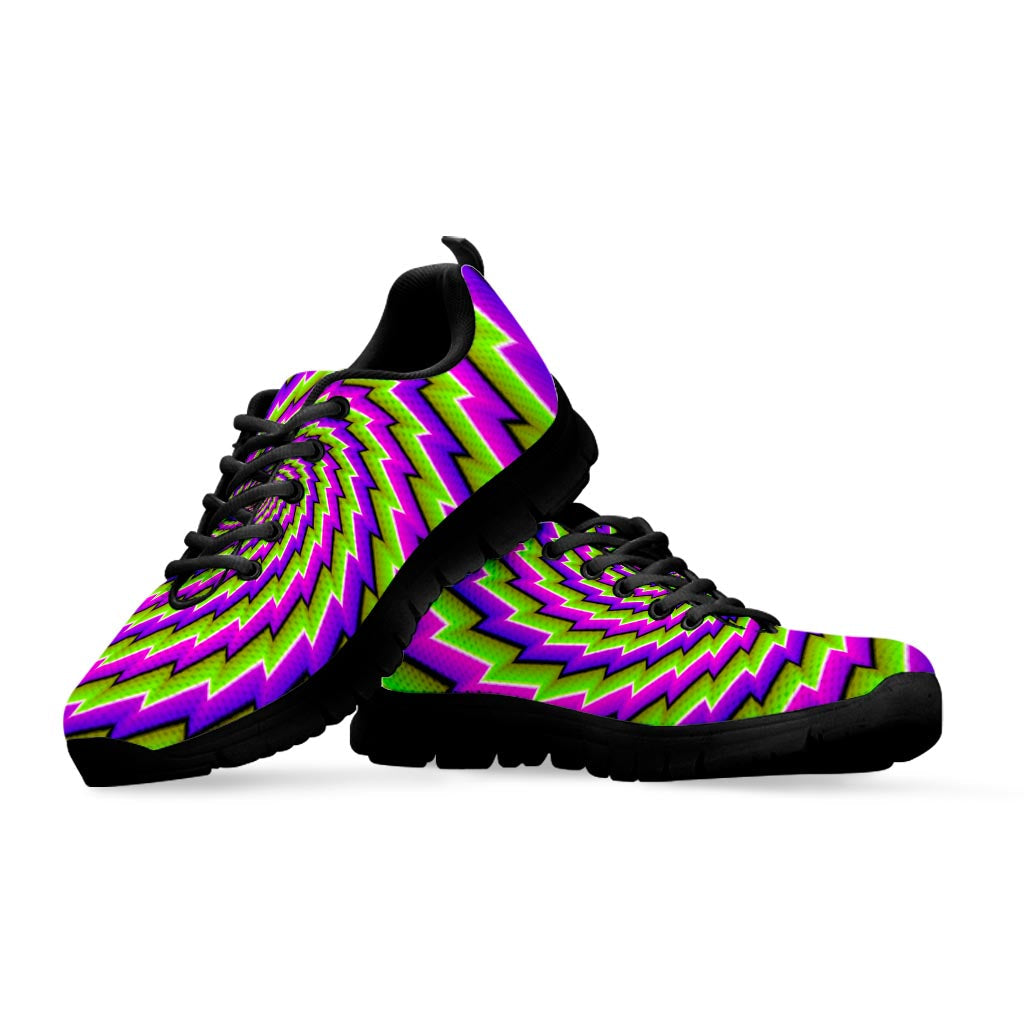 Green Twisted Moving Optical Illusion Black Running Shoes