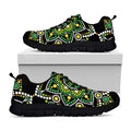Green White Dot Mandala Print Black Running Shoes