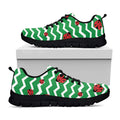 Green Zigzag Ladybird Pattern Print Black Running Shoes