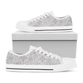 Grey And Black Mystical Wiccan Print White Low Top Sneakers