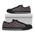 Grey And Orange Plaid Pattern Print Black Low Top Sneakers