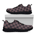 Grey And Orange Plaid Pattern Print Black Running Shoes