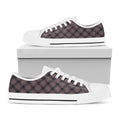 Grey And Orange Plaid Pattern Print White Low Top Sneakers
