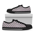 Grey And Pink Polka Dot Pattern Print Black Low Top Sneakers