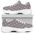 Grey And Pink Polka Dot Pattern Print White Chunky Shoes