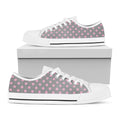 Grey And Pink Polka Dot Pattern Print White Low Top Sneakers