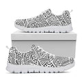 Grey And White Aztec Pattern Print White Running Shoes