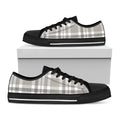 Grey And White Border Tartan Print Black Low Top Sneakers