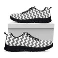 Grey And White Chevron Pattern Print Black Running Shoes