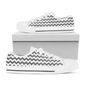Grey And White Chevron Pattern Print White Low Top Sneakers