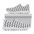 Grey And White Chevron Pattern Print White Running Shoes