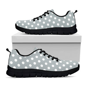 Grey And White Polka Dot Pattern Print Black Running Shoes