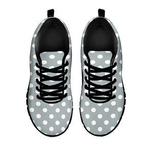 Grey And White Polka Dot Pattern Print Black Running Shoes