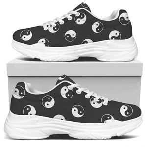 Grey And White Yin Yang Pattern Print White Chunky Shoes