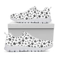 Grey Animal Paw Pattern Print White Running Shoes