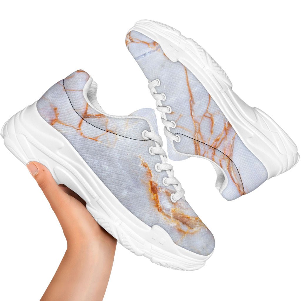 Grey Bronze Marble Print White Chunky Shoes