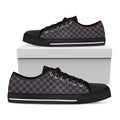 Grey Buffalo Plaid Pattern Print Black Low Top Sneakers
