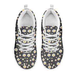 Grey Daisy Floral Pattern Print White Running Shoes