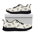 Grey Doodle Sandwich Pattern Print Black Running Shoes