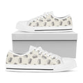 Grey Doodle Sandwich Pattern Print White Low Top Sneakers