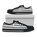 Grey Grunge American Flag Print Black Low Top Sneakers