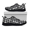 Grey Houndstooth Pattern Print Black Running Shoes
